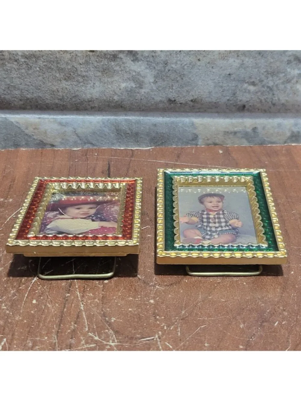 Two Vintage Miniature Tabletop Picture Photo Frames